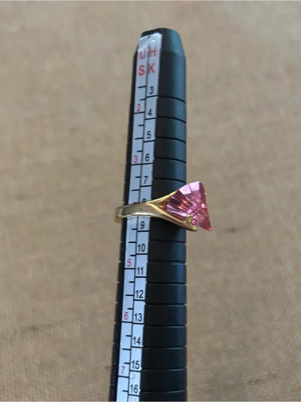 Vintage Ring Size Pink Stone 18K Gold Electroplated Sz4